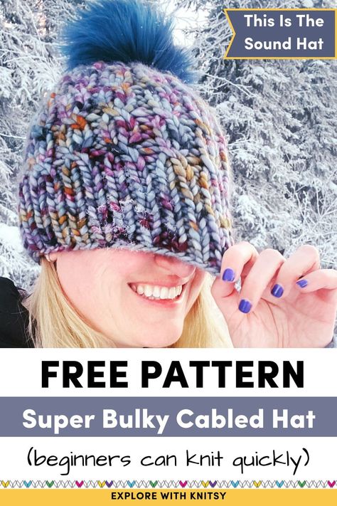 Knitted Hat Patterns Free Women, Chunky Hat Pattern, Bulky Yarn Patterns, Cable Knit Hat Pattern, Cabled Hat Pattern, Beanie Pattern Free, Easy Knit Hat, Knit Hat Pattern, Beanie Knitting Patterns Free