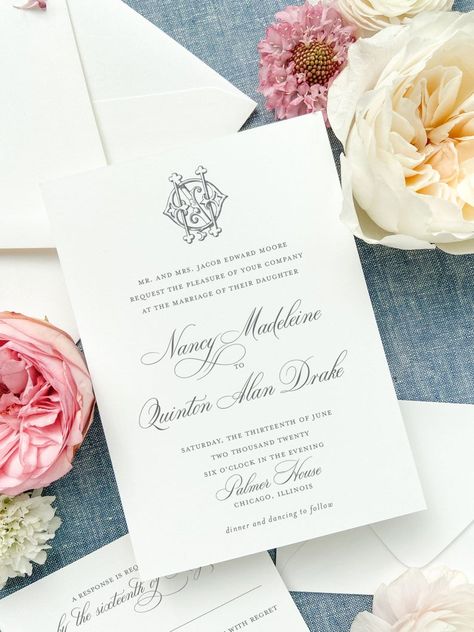 Royal Wedding Invitation, Wedding Monograms, Timeless Wedding Invitations, Simple Monogram, Custom Wedding Monogram, Script Wedding Invitations, Monogram Wedding Invitations, Traditional Wedding Invitations, Formal Wedding Invitations