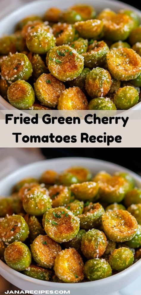 Fried Green Cherry Tomatoes Recipe, Green Cherry Tomatoes, Cherry Tomatoes Recipe, Fried Green Tomatoes Recipe, Cherry Tomato Recipes, Tomatoes Recipe, Green Cherries, Family Dinner Recipes, Light Dinner