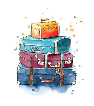 Luggage Clipart, Homemade Fruit Popsicles, Applique Wall Hanging, Cute Suitcases, Dot Day, Vintage Luggage, 수채화 그림, Travel Themes, Holiday Themes