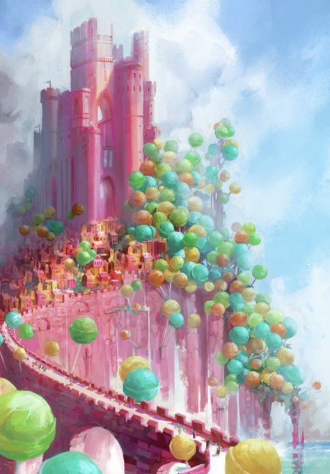 Candy Land Concept Art, Dnd Candyland, Candyland Dnd, Candy City, Candy People, Candy Kingdom, Willy Wonka Party, Candy Castle, Dnd Crafts