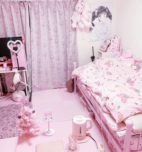 Kawaii Room Ideas, Kawaii Bedroom, Sanrio Stuff, Jirai Kei, 일본 패션, Girly Room, Cute Room Ideas, Cozy Room Decor, Pretty Room