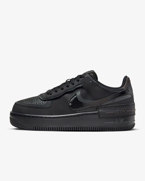 Nike Air Force 1 Shadow Women's Shoes. Nike.com Black Work Shoes, Nike Air Force 1 Shadow, Basketball Courts, Air Force 1 Shadow, High Heel Sneakers, Nike Force, Junior Year, Black Shadow, Black Work