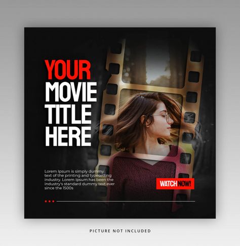 Square banner template with film or movi... | Premium Psd #Freepik #psd #banner #frame #template #fashion Banner Frame, Fashion Website Design, Advertisement Poster, Frame Download, Photo Techniques, Instagram Template Design, Background Hd Wallpaper, Booklet Design, Background Hd