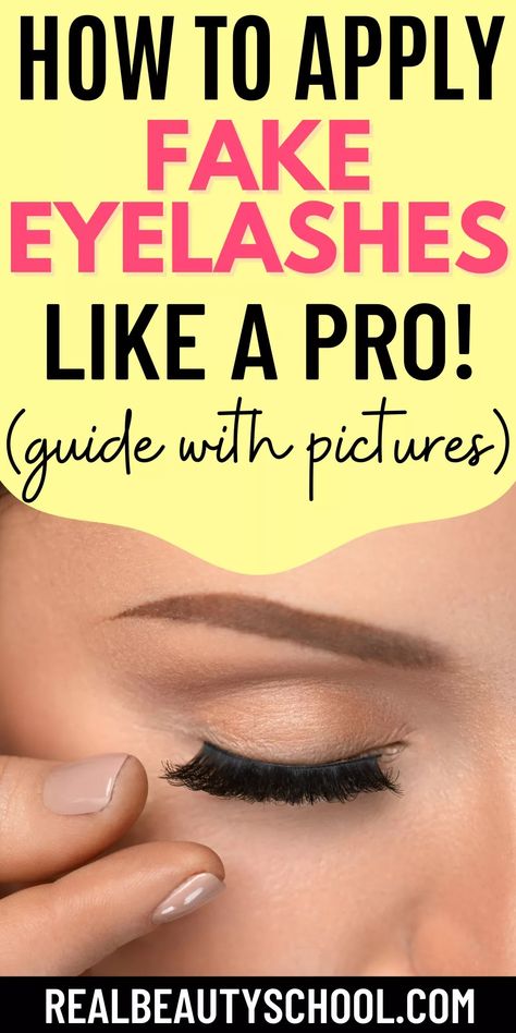 Simple False Lashes, Applying Eyelashes For Beginners, Easiest Way To Put On Fake Eyelashes, Diy Fake Lashes, How To Fix Lashes For Beginners, How To Put On Eyelashes, How To Put Eyelashes On, Fake Lashes Tutorial, How To Apply Eyelashes