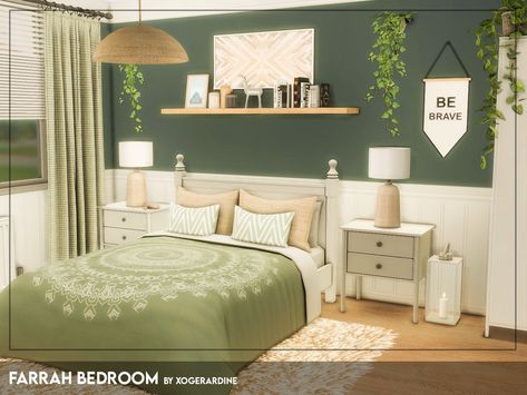 The Sims Resource - Farrah Bedroom (TSR only CC) Ts4cc Furniture Bedroom, Sims 4 Cc Green Furniture, Bedroom Sets Sims 4 Cc, Sims 4 Resource Furniture, Sim4 Bedroom, Sims 4 Cc Room Sets, Sims Home Decor Cc, Sims 4 Dresser Room Cc, Sims 4 Green Cc