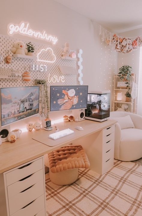 Zimmer Diy, Cozy Desk, Gamer Room Decor, Cozy Home Office, Office Room Decor, Room Redesign, Pinterest Room Decor, Preppy Room Decor, Study Room Decor