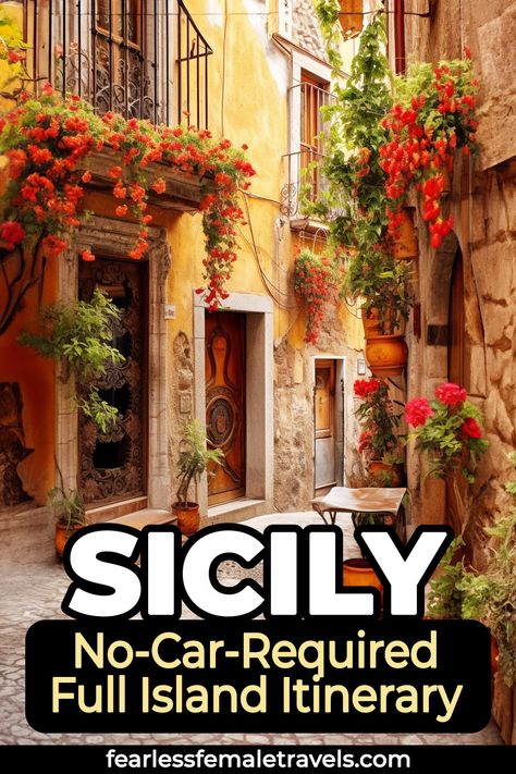 Embark on a once-in-a-lifetime Sicilian exploration with this bus and train-friendly Sicily itinerary. Kick off your journey in Catania, exploring the captivating east coast gems like Siracusa, Noto, and Taormina. Traverse the island to admire seaside Greek temples in Agrigento, then bask in the allure of Trapani's historic Old Town, including a visit to the medieval charm of Erice. Don't miss the crystal-clear beaches on idyllic Favignana and in the picturesque Cefalù before wrapping up your adventure in the lively city of Palermo. Travel smart, car-free, and immerse yourself in the diverse beauty of Sicily! Sicily Italy Itinerary, Sicily Italy Travel, Sicily Italy Photography, East Sicily, Sicily Beaches, Sicily Vacation, Sicily Itinerary, Siracusa Sicily, Greek Temples