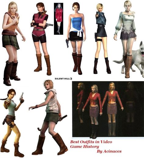 90s Horror Game Outfits, Y2k Horror Game, 2000s Horror Protagonist, Video Game Fashion Inspired Outfits, Silent Hill Protagonists, 2000s Horror Game Outfits, Pink Silent Hill Aesthetic, Ps2 Horror Protagonist, Survival Horror Outfit