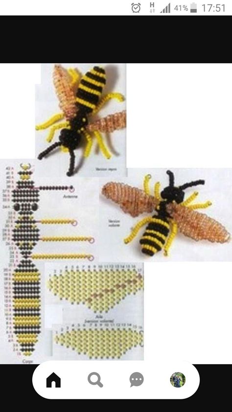 Beaded Bee Tutorial, Beaded Bee Pattern, Beaded Bugs, Bead Animals, Pony Bead Projects, Seed Bead Art, Beaded Dragonfly, Seed Bead Crafts, Bee Bee