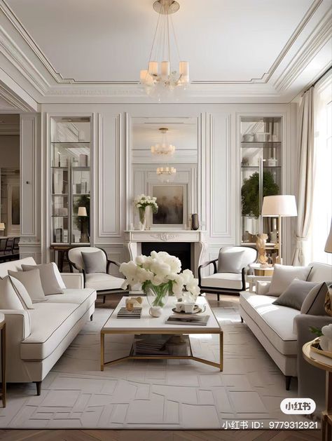 Living Room French Style, Architectural Homes, Grand Dining Room, Condo Inspiration, Neoclassical Interior, Living Room Design Inspiration, Classic Living Room, Living Room Design Decor, Home Design Living Room