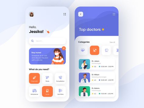 Medical Mobile App by Anastasia on Dribbble Desain Ux, Health App Design, Ui Design Mobile, Ui Ux 디자인, App Design Layout, Medical App, Mobile Banner, Desain Ui, 포트폴리오 레이아웃