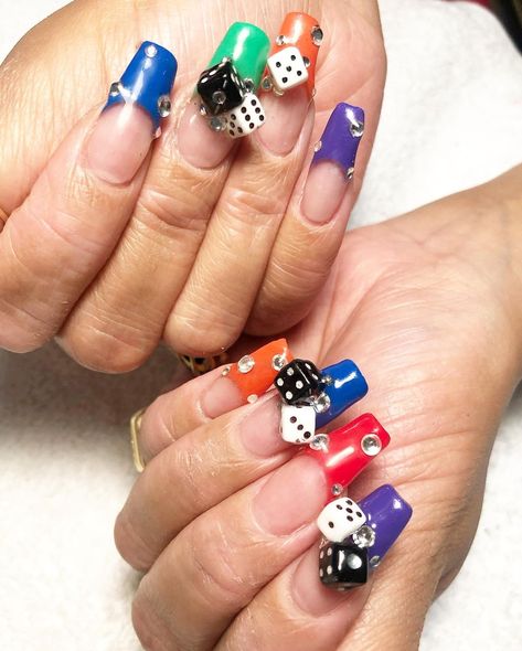 Naomi Yasuda / NailArtist on Instagram: “DICE 🎲 DICE 🎲” Dice Outfits Inspired, Dice Acrylic Nails, Dice Nails Design, Dice Nail Art, Dice Nails, Dice Shirt, Dice Accessories, 3d Dice, Basic Nails