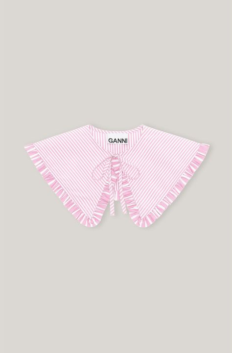 Stripe Cotton Frill Collar | GANNI (US) United States Ganni Collar, Detachable Collar Shirt, Vivian Westwood, Pastel Knits, Frill Collar, Shirt Collar Styles, Jewelry Scarves, Jeans Boots, Style Muse