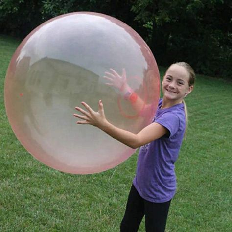 These Giant Bubble Balls Can Be Filled With Air or Water and You Know Your Kids Need Them Inflatable Ball, Bouncing Ball, Giant Bubbles, Bubble Ball, Bubble Balloons, Water Bubbles, Children's Toys, Garden Shop, Outdoor Toys