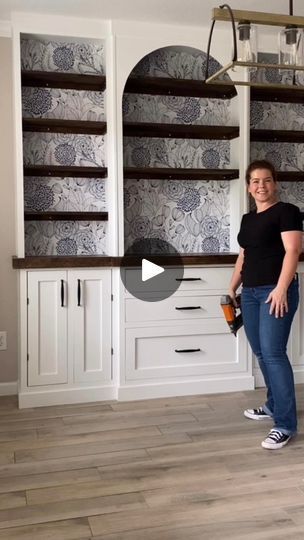 299K views · 5.5K reactions | DIY Built-In Bar for Dining Room! I built this at a friends house a few years ago and it was such a fun build! | DIY Built-In Bar for Dining Room! I built this at a friends house a few years ago and it was such a fun build! | By Life Is What You Make It | A few years ago I turned a
blank wall into this huge built-in unit for one of my
best friends. But let's back up. This is the wall that we
were working with. We started by figuring out how wide we
wanted the built-in and then I removed the baseboard where it
would go. And then I added a base for the cabinet to sit on
securing it into the studs behind the wall. I used three
quarter inch sanded plywood for the cabinet boxes and I just
built them myself with pocket holes. This is my friend's
husband Kevin. I don Custom Buffet Cabinet Built In, Custom Built Ins Dining Room, Dining Room Bar Ideas, Wall Cabinets As Base Cabinets, Built In Cabinets In Dining Room, Built In Buffet Cabinet, Diy Built In Bar, Dining Room Built In Buffet, Built In Kitchen Hutch