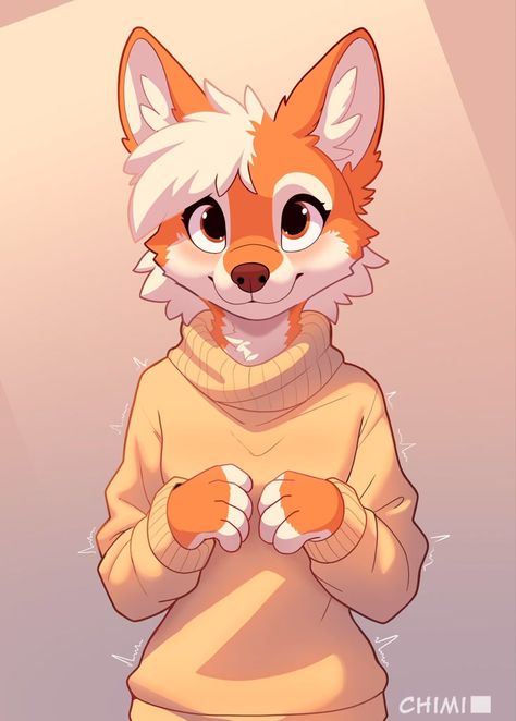 #261508 - safe, artist:azoomer, canine, fox, mammal, anthro, clothes, cream body, cream fur, cute, digital art, ears, female, fur, looking at you, orange body, orange fur, solo, solo female, sweater, topwear - Furbooru Fox Anthro, Cute Digital Art, Stick Figure Animation, Cartoon Style Drawing, Cream Body, Red Fox, She Likes, Animal Illustration, Fantasy Character Design