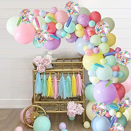 Pastel Balloon Garland, Balloons For Baby Shower, Ice Cream Balloons, Ice Cream Party Decorations, Black And Gold Balloons, Pastel Cupcakes, Rainbow Parties, Ice Cream Birthday Party, Pastel Balloons