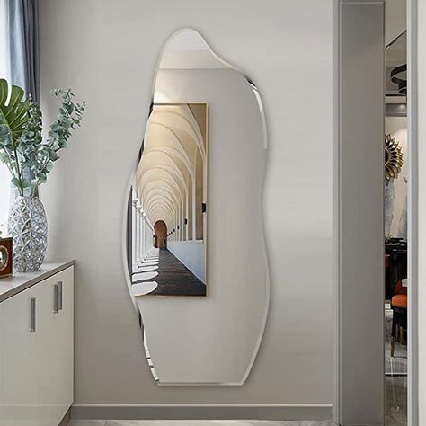 Amazon.com: Broojo Irregular Wall Mirror Asymmetrical Accent Wall Mounted Mirror 19.6 x 47 Inch for Living Room Bathroom Entryway, Shaped Dressing Mirror for Wall, Dolphin Type : Home & Kitchen Home Décor, Living Room, Entryway, Living Room Bathroom, A Mirror, Room Bathroom, Wall Mirror, Mirror, Wall