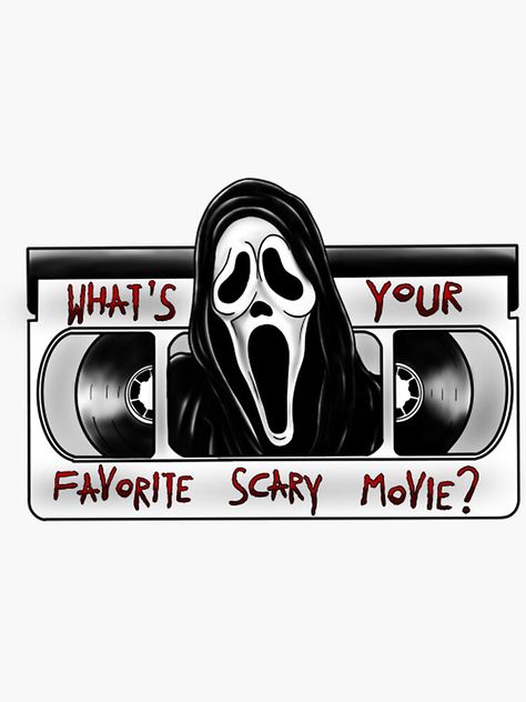 "Scream Ghostface What's Your Favorite Scary Movie" Sticker for Sale by CharlotteBrau04 Scream Wallpapers Whats Your Favorite Scary Movie, Whats Your Favorite Scary Movie Drawing, Scream What's Your Favorite Scary Movie, Horror Movie Aesthetic Wallpaper Laptop, What’s Your Favorite Scary Movie, Scream Halloween Party, Scream Ghostface Aesthetic, Drawing Screaming, Scream Movie Aesthetic