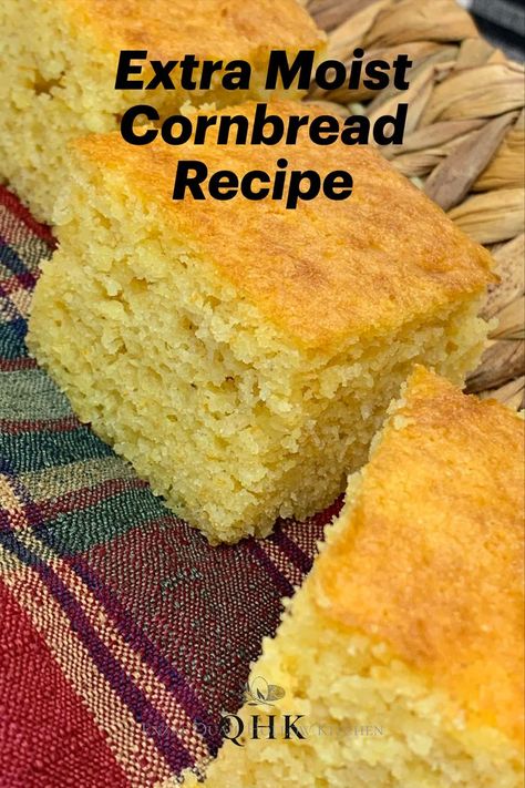 A basket of fluffy extra moist cornbread is the perfect side dish to any meal. Moist Cornbread Recipe Jiffy, Extra Moist Cornbread, Moist Cornbread Muffins, Cornbread Recipe From Scratch, Super Moist Cornbread, Easy Yeast Rolls, Easy Cornbread, Easy Cornbread Recipe, Best Cornbread Recipe