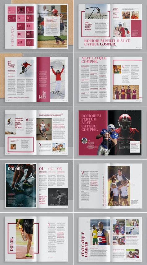 Sport Magazine Template InDesign - 24 Pages Creative Layout Design Magazine, News Magazine Layout, Time Magazine Layout, Indesign Magazine Layout, Magazine Layout Indesign, Lifestyle Magazine Design, News Magazine Layout Design, Magazine Sport Design, Sport Magazine Layout Design