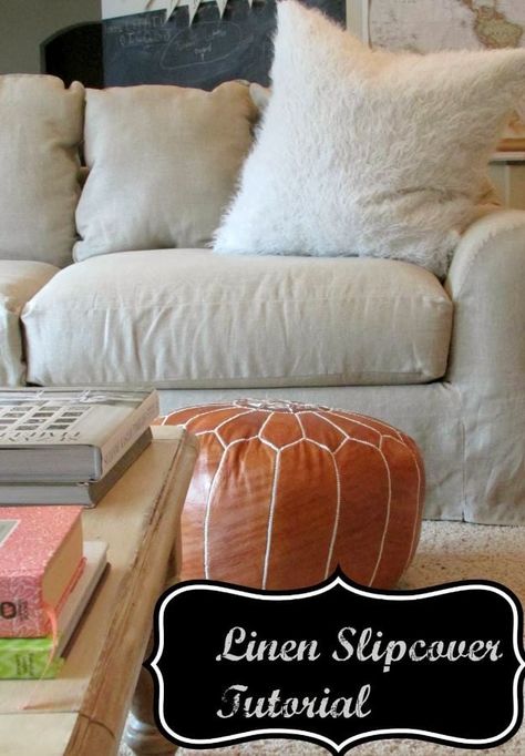 DIY Slipcovers - Linen Slipcovered Couch - Do It Yourself Slip Covers For Furniture - No Sew Ideas, Easy Fabrics Four Couch and Sofa Cover - Chair Projects and Ideas, How To Make a Slip cover with step by step tutorial and instructions - Cool DIY Home and Living Room Decor #slipcovers #diydecor Diy Slip Cover Sofa, How To Make A Sofa Slipcover, Sectional Slipcover Diy, Dropcloth Slipcover No Sew, Couch Slip Cover Ideas, Diy Sofa Cover Do It Yourself, How To Make Sofa Covers At Home, Diy Slipcovers For Couch, Diy Couch Cover With Sheets No Sew