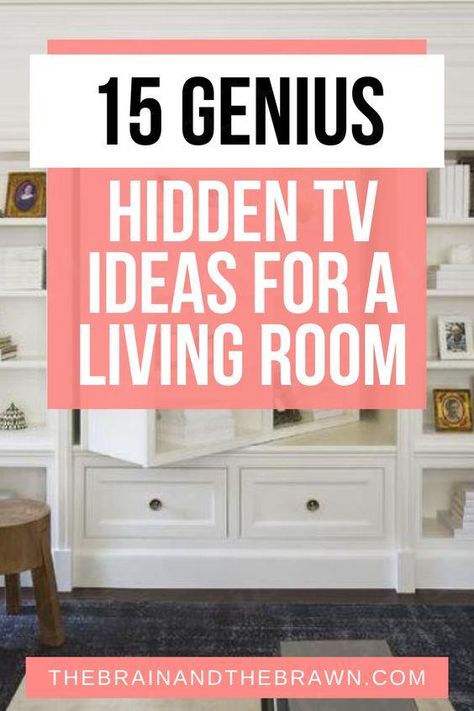 Looking for hidden TV ideas such as how to hide a TV in your living room, or how to hide a TV on the wall? Do you do a TV bookshelf wall unit or hide it another way? If you have a fireplace, should you do it above or to the side of that?  ... more Hidden Tv Ideas, Tv Bookshelf, Hide Tv Over Fireplace, Hidden Tv Cabinet, Fake Walls, Tv Over Fireplace, Different Home Decor Styles, Tv Lift Cabinet, Bookshelf Wall