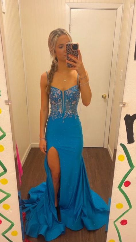 Sheath Prom Dress, Prom Dress Blue, Long Prom Dress, Dress Blue, Evening Dress, Prom Dress, Custom Color, Spaghetti, Split