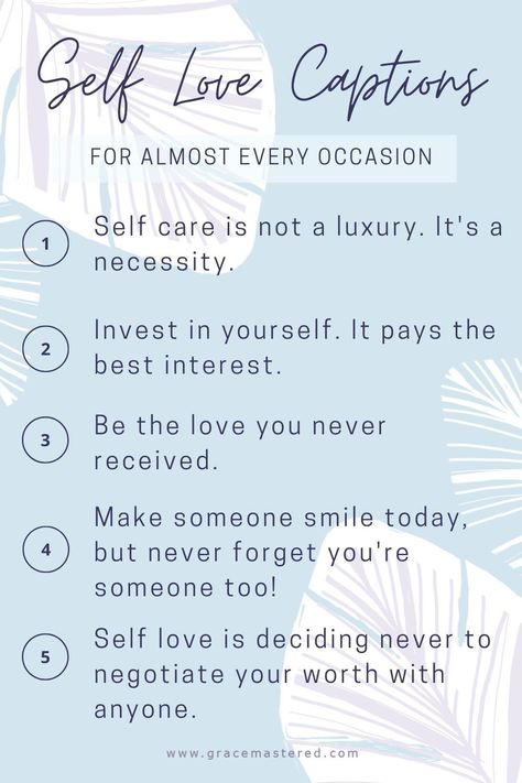 Looking for great self-love captions that don't sound exactly so like someone else's. This is a huge collection of the best self-love captions for your instagram posts. Pin it for later. #selflove #instagram #instagramselflove #instagramcaptions Selflove Captions Instagram Short, Self Worth Captions, Caption For Self Love, Self Worth Captions For Instagram, Captions For Self Love, Selflove Captions Instagram, Self Care Captions, Self Love Captions For Instagram, Self Love Captions