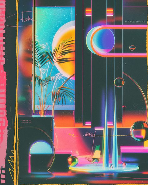 Adobe Color, Synthwave Art, Affiches D'art Déco, Weekly Inspiration, Vaporwave Art, Retro Graphics, Vaporwave Aesthetic, Design Fields, Retro Waves