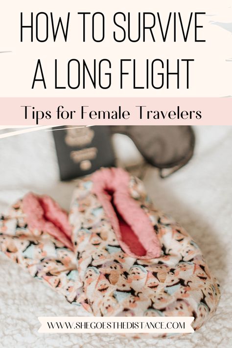 Long-haul flights in Economy are a real pain - but they are necessary for budget travelers to cross off their travel bucket list destinations! You too can survive a long flight in Economy by using these essential airplane tips - from what to bring, what to wear, and more. Don't leave for your trip without going over the best travel tips for long-haul flights! Tips for Female Travelers | Long Flight Tips | Best Travel Tips | Airplane Travel Tips 9 Hour Flight Essentials, Long Flight Tips Travel Hacks, Tips For Long Haul Flights, Long Haul Flight Skincare, Food For Flights Air Travel, Long Flights Essentials, What To Wear On A Long Haul Flight, Personal Bag For Flight, Long Haul Flight Outfit Comfy