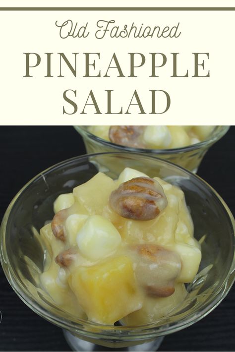 Old-Fashioned Pineapple Salad Pineapple Cheese Salad Recipes, Pineapple Salad Dressing Recipes, Pineapple Cheese Salad, Pineapple Marshmallow Salad, Old Fashioned Fruit Salad, Jail Food, Pineapple Fruit Salad, Childhood Recipes, Pineapple Salad Recipes