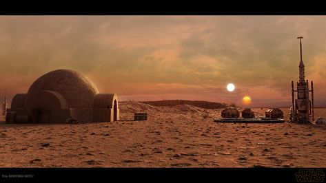 ArtStation - Landscape Star Wars - Tatooine, Elie Berthoumieu Star Wars Landscapes, Star Wars Planets, Poster Landscape, Star Wars Painting, Star Wars Background, Wounded Warrior Project, Planets Wallpaper, Star Wars Tattoo, Substance Painter