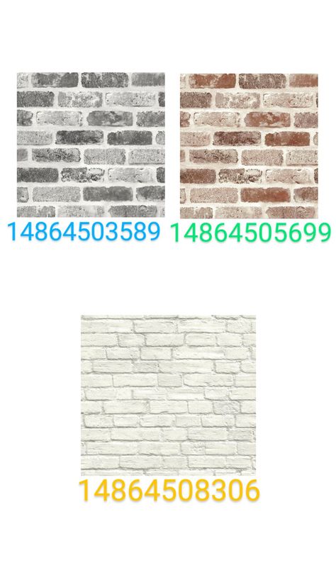 These are my decals If used in another pin please give credit Bloxburg Wall Exterior, Bloxburg Decals Codes Outside, Roblox Fireplace Decal Code, Bloxburg Brick Wall Decals, Boo Burg Wallpaper Codes, Bloxburg Decals Codes Bush, Brick Wall Codes Bloxburg, Rock Decals Bloxburg, Bloxburg Background Decals