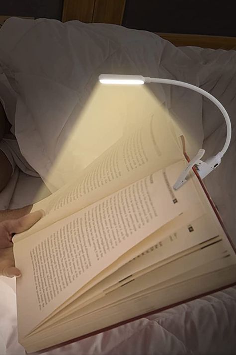 Book Lamp Clip, Book Light Aesthetic, Clip On Light, Book Lights For Reading, Booklight Reading, Reading Lamps Bedroom, Book Gadgets, Study In Bed, Reading Lights Over Bed