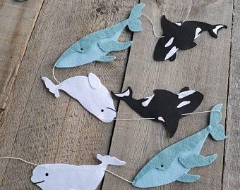 We make felt garlands headbands decor and by SheFeltLovelyDesigns Whale Party Theme, Beluga Birthday Party, Arctic Party, Whale Birthday Party, Whale Birthday Parties, Elephant Garland, Baby Beluga, Whale Party, Whale Birthday