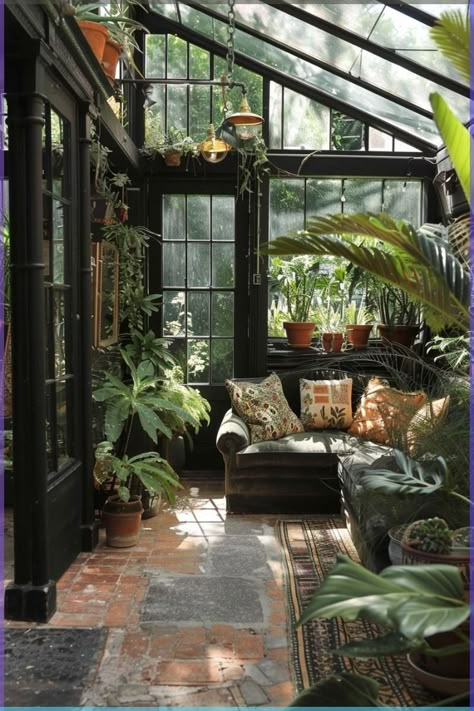 Bohemian Sunroom, Solarium Room, Attached Greenhouse, Indoor Garden Rooms, Tiny Window, Toxic Plants, Window Box Garden, Vintage Thrift Stores, Garden Layout Ideas