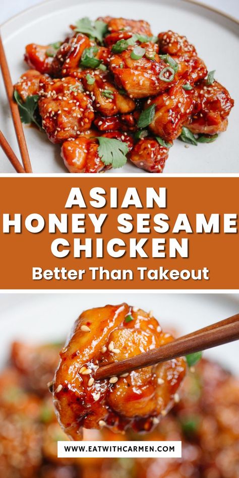 Sweet Asian Chicken Recipes, Asian Dish Recipes, Asian Style Recipes, Honey Sesame Chicken Crock Pot, Asian Style Chicken Recipes, Best Asian Food Recipes, Home Made Chinese Food Recipes, Asian Chicken Seasoning, Asian Inspired Chicken Recipes