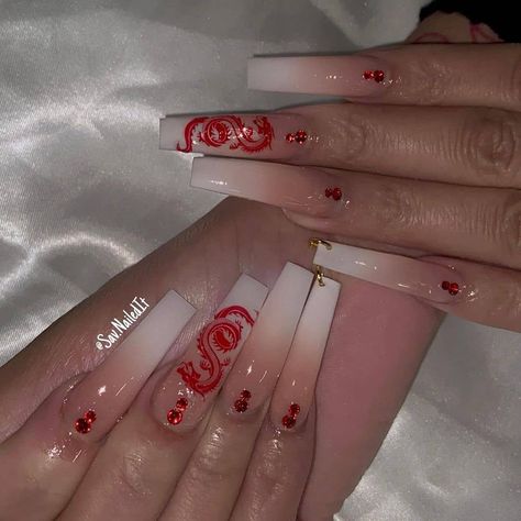 Nail Designs Bling, Dragon Nails, Red Acrylic Nails, Daily Nails, Winter Nails Acrylic, Casual Nails, Appointments Available, Long Acrylic Nails Coffin, Rose Nails