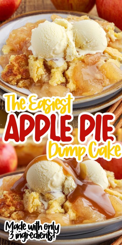 Apple Pie Dump Cake, Apple Dump Cake, Apple Desserts Easy, Homemade Apple Pie Filling, Apple Dump Cakes, Easy Apple Pie, Caramel Recipes Sauce, Spice Cake Mix, Perfect Thanksgiving