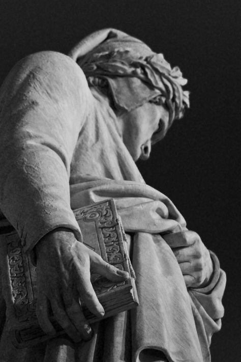 Statue, Black, Florence, Dante Alighieri, Black And White, White