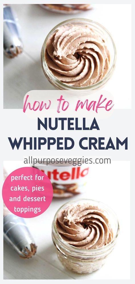 Creating the perfect homemade Nutella Whipped Cream couldn't be simpler. In just a few steps and with a few ingredients - Nutella, heavy cream, and a hint of vanilla, you'll have a velvety and indulgent topping ready in no time. No need for complicated processes or lengthy prep — once you try it, you might just find your new favorite frosting for all occasions. #whippedcream #chantillycream #frosting #nutella #nutellafrosting #nutellarecipes Whipped Nutella, Whipped Nutella Frosting, Nutella Cream Filling, Nutella Cream, Nutella Cake Filling, Nutella Whipped Cream, Nutella Filling For Cake, Nutella Whipped Cream Frosting, Nutella Whipped Cream Filling