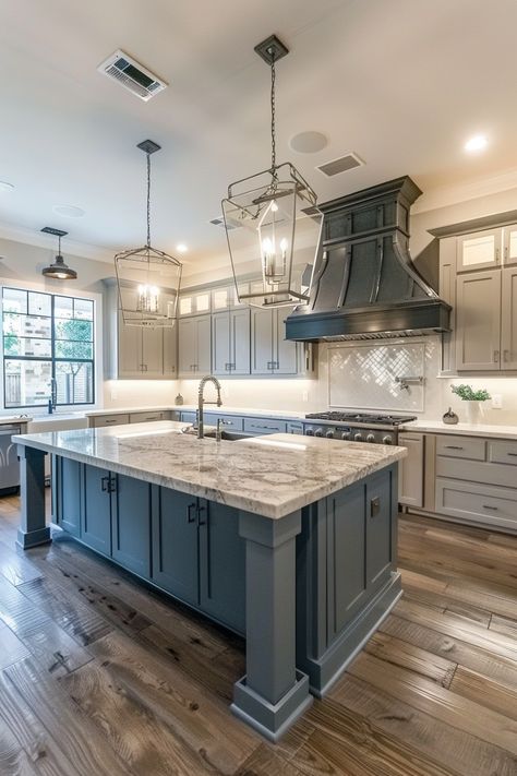 50+ Two-Tone Kitchen Cabinet Color Ideas Popular Kitchen Island Colors, Two Tone Cabinets Color Combos, 2 Tone Kitchen Cabinets, Two Tone Kitchen Cabinets Color Combinations, Kitchen Color Themes, Blue Kitchen Ideas, Blue Gray Kitchen Cabinets, Two Toned Kitchen Cabinets, Cabinet Color Ideas