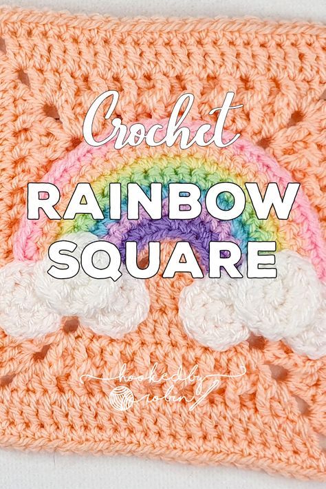 Rainbow Crochet Square, Rainbow Granny Square Crochet Pattern, Crochet Rainbow Granny Square, Pastel Granny Square Blanket, 3d Crochet Granny Squares, Kawaii Granny Square, Pastel Crochet Blanket, Granny Square Amigurumi, Granys Crochet Squares Free Pattern