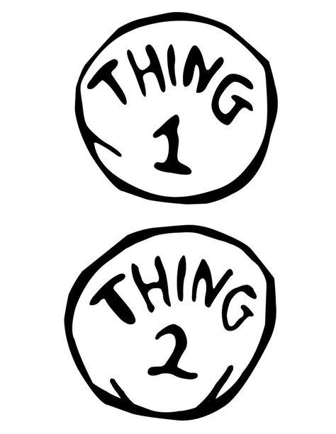 Thing 1 Logos Dr. Seuss Book, Thing 1 And Thing 2, 2 Template, Money Worksheets, Thing One, Dr. Seuss Svg, Printable Maps, Free Printable Coloring Pages, Party City