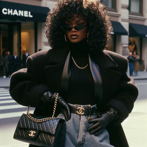 Extravagant Style Fashion, 90 Classy Fashion, Rich Black Outfits, Rich Black Auntie Aesthetic, Classy 80s Outfits, 90s Bombshell Aesthetic, Classy Selfies, Black Femme Fatale Aesthetic, Black Women Blazer Outfit