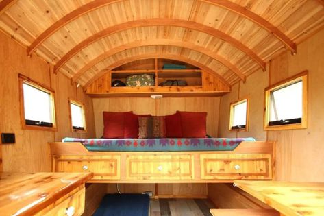 RV’s too expensive? How about a handmade vardo instead? - Tiny House Blog Tuff Shed House, Shed House Interior, Shed House, Tuff Shed, Tiny House Blog, Small Cottages, Party Sale, Shed Homes, Tiny House Interior