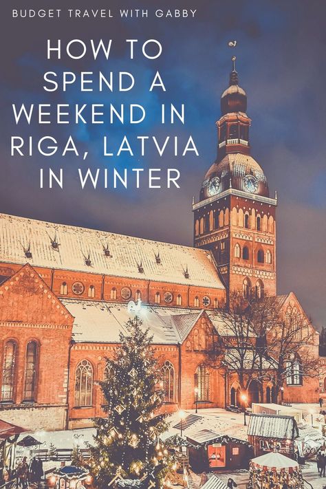 How to spend a weekend in Riga, Latvia in the winter. Riga, Latvia in winter is magical, even though it is cold!! Riga is an underrated European travel destination, so I highly recommend people try and visit while backpacking in Europe. Riga Latvia Winter, Riga Winter, Riga Travel, Backpacking In Europe, Latvia Travel, 2024 Travel, Instagram Places, One Day Trip, Riga Latvia