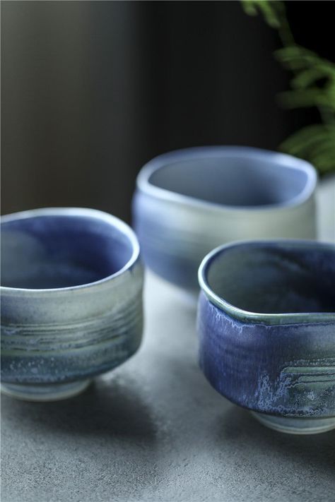 Gohobi Ceramic Blue Matcha Bowl Blue Matcha, Tea Japanese, Party Bowls, Matcha Set, Japanese Tea Ceremony, Matcha Bowl, Traditional Ceramics, Organic Forms, Tea Bowl